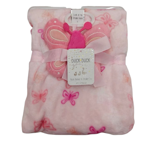 Cobija Con Juguete D05522 DuckDuck Mariposa Rosa