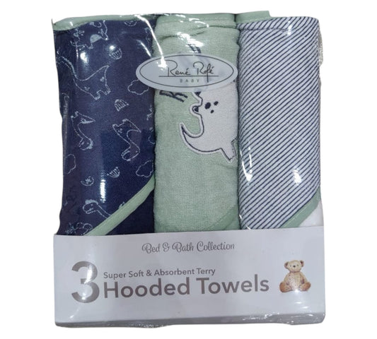 Toallas con Capucha 3P R312B101 Dino Verde Rene Rofe