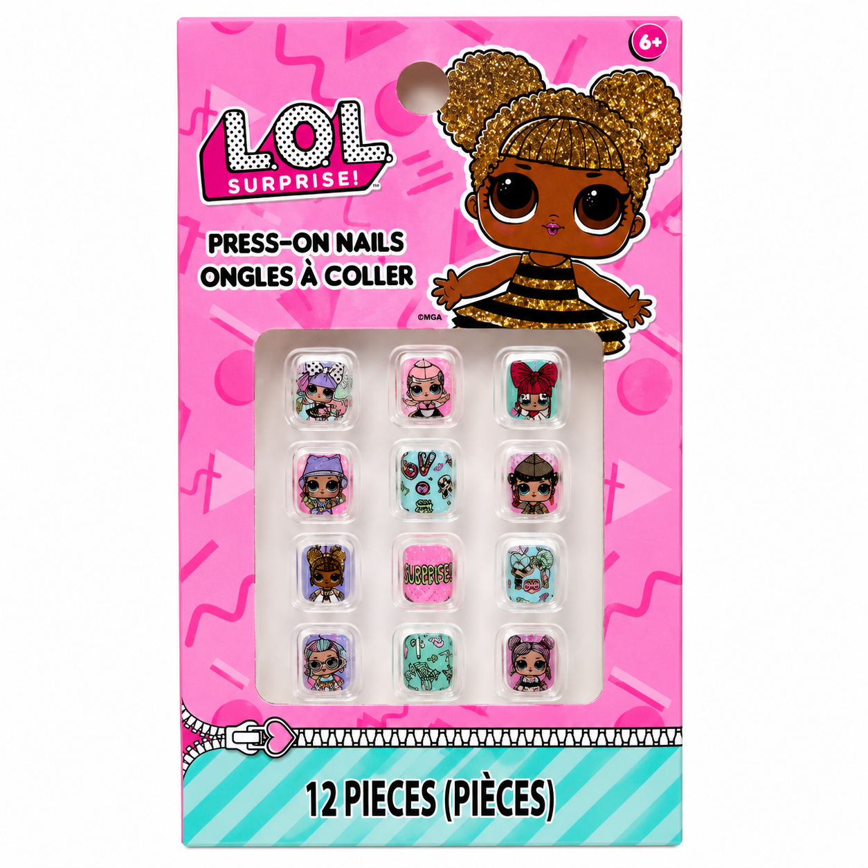 Uñas Postizas Adhesivas LOL Surprise para Niñas | Set de 12 Press-On Nails Decoradas