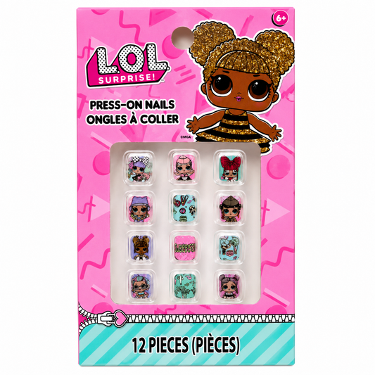 Uñas Postizas Adhesivas LOL Surprise para Niñas | Set de 12 Press-On Nails Decoradas