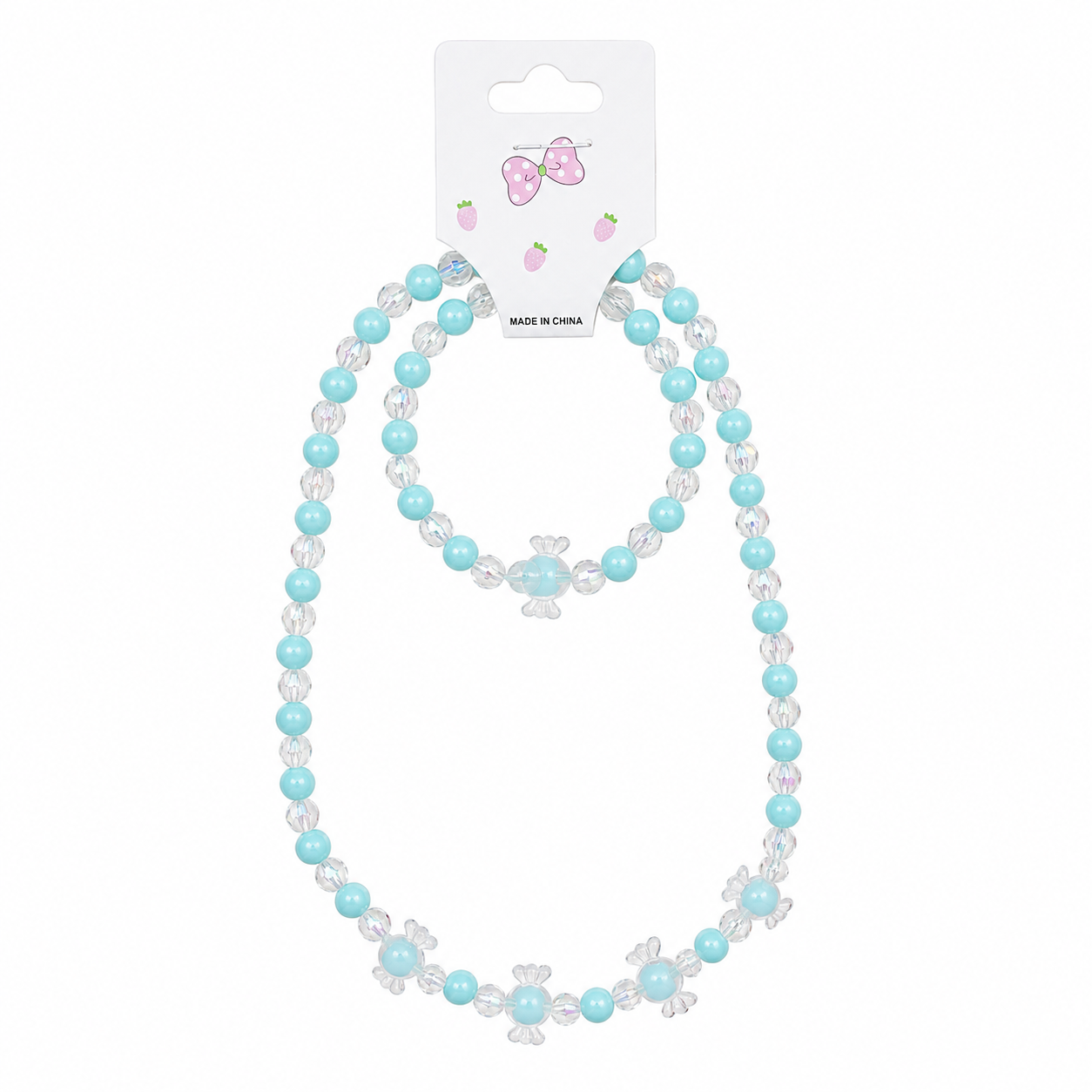 Set de Collar y Pulsera Infantil de Cuentas Multicolor con Dijes Dulces