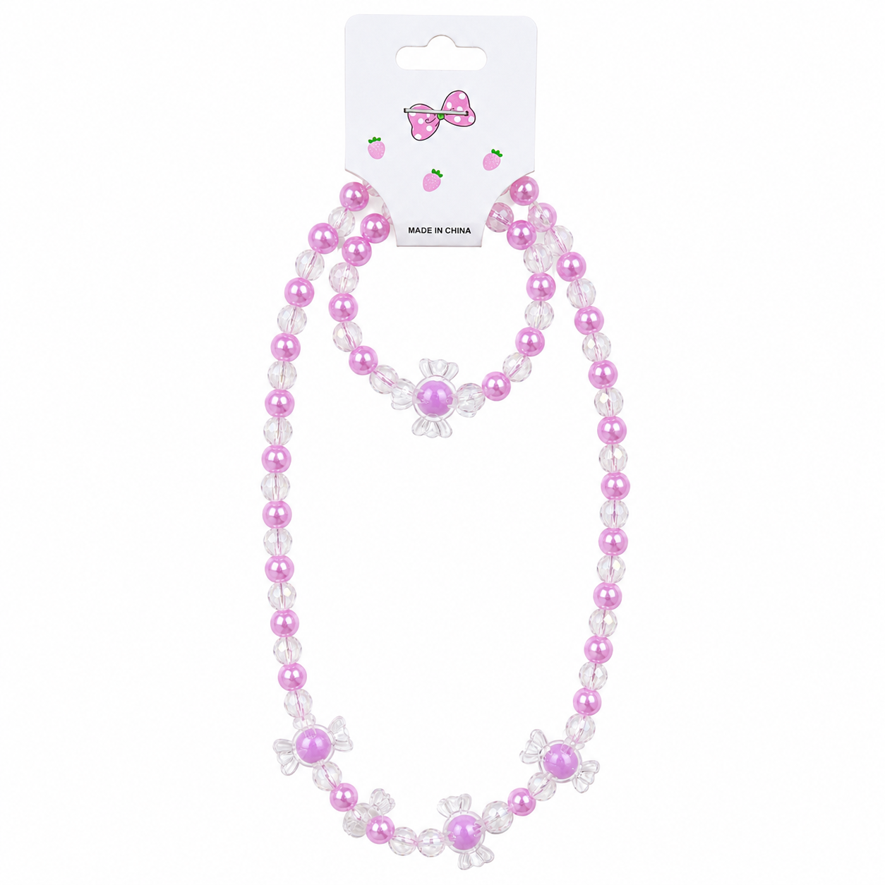 Set de Collar y Pulsera Infantil de Cuentas Multicolor con Dijes Dulces