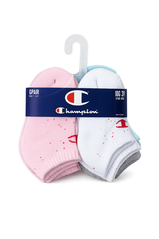 Calcetines 6P 10C-3Y Niña Toddler CP10246-682 Champion Rosa Bco