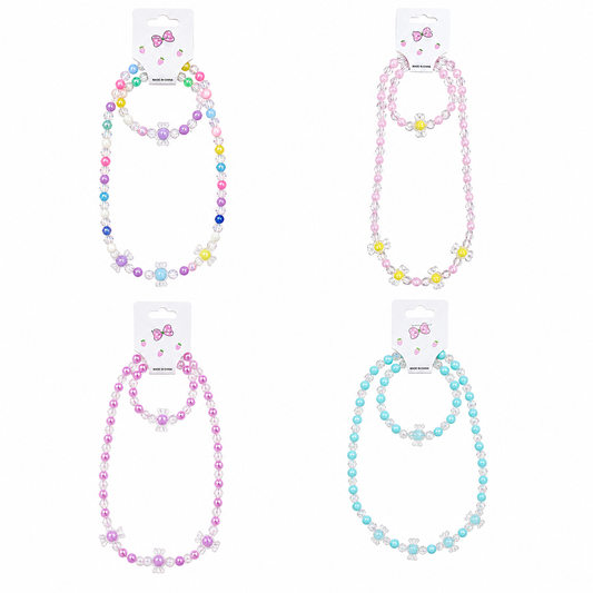 Set de Collar y Pulsera Infantil de Cuentas Multicolor con Dijes Dulces