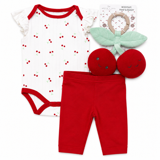 Set 3P Niña APA003-RD APPLE + IVY Rojo Cereza