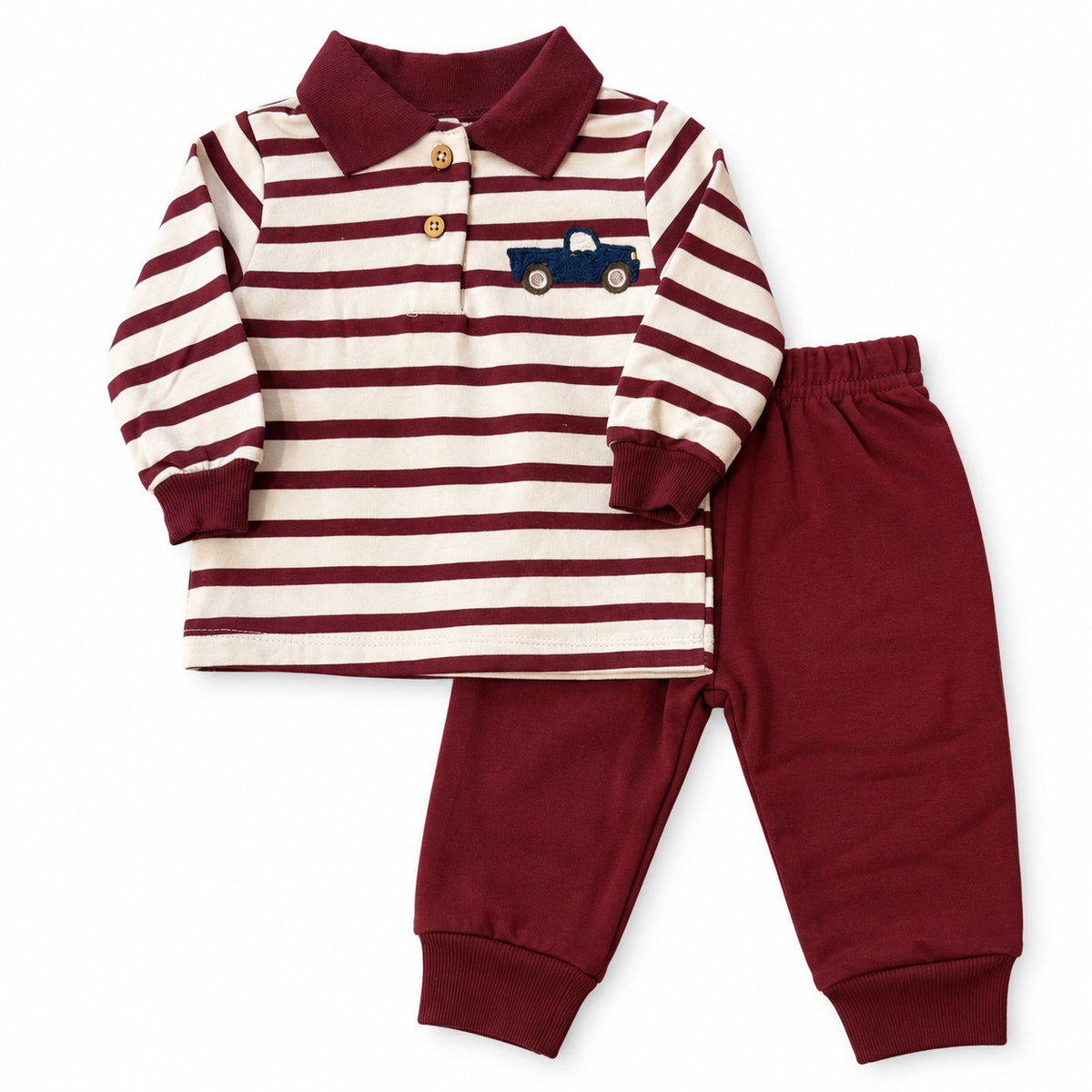Set 2P Niño Rugged Bear Rayas Tinto — Sweet Regina
