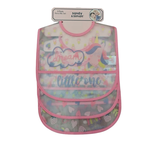 Baberos Plastificados 3P 0-12M ES10230695 Unicornio rosa sandy&simon