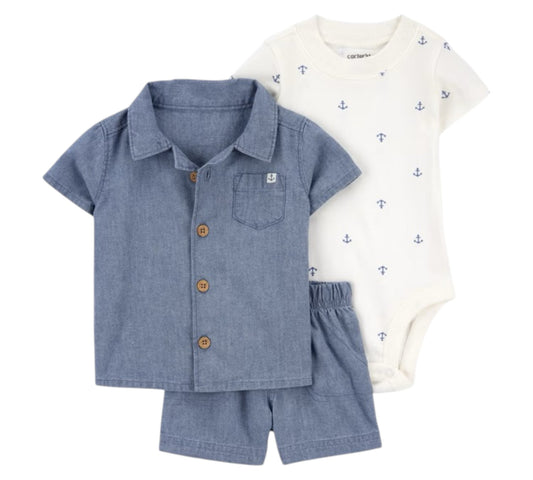 Set 3P 06M  1S452310 Mezclilla Azul Carter’s