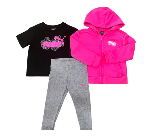 Set Puma 3 Piezas – Talla 2T Negro/Rosa/Gris