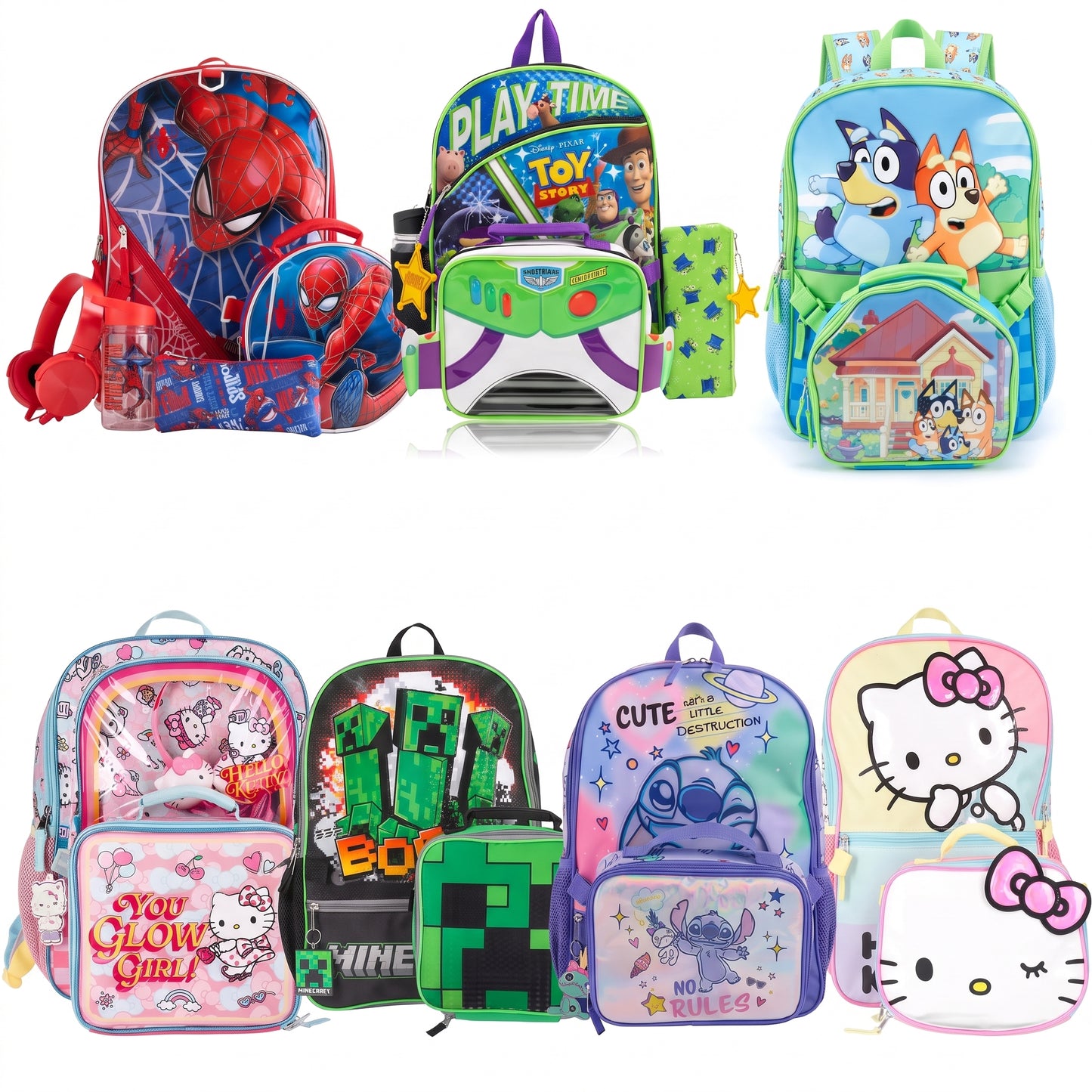 Mochila Escolar 17" con Lonchera – Varios Diseños