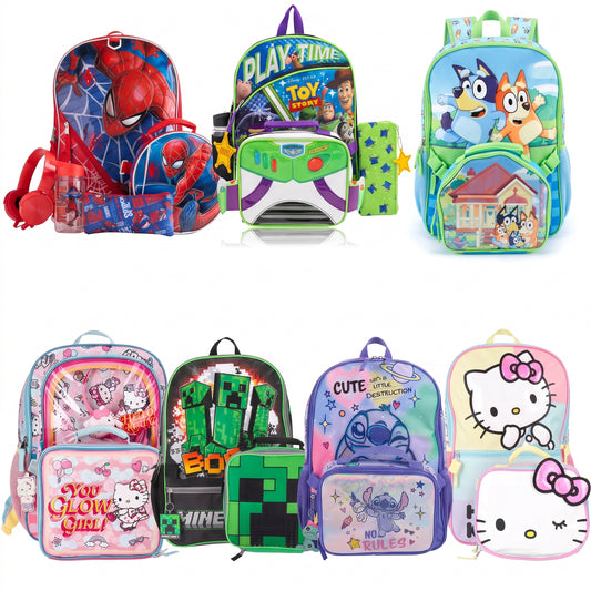 Mochila Escolar 17" con Lonchera – Varios Diseños