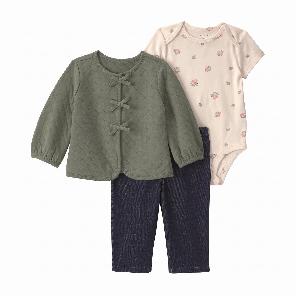 Set 3P Niña Carter's Verde Beige — Sweet Regina