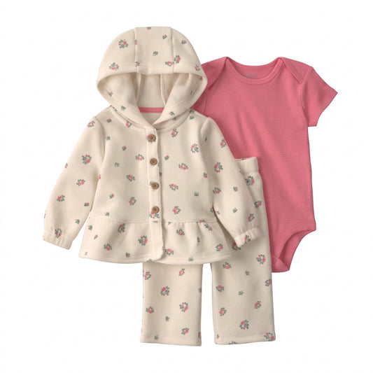 Set 3P Niña Carter's Beige Flores — Sweet Regina