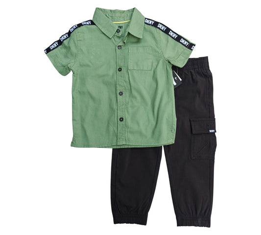 Set 2P Niño Talla 4T Style B0369DB2 DKNY Verde Negro