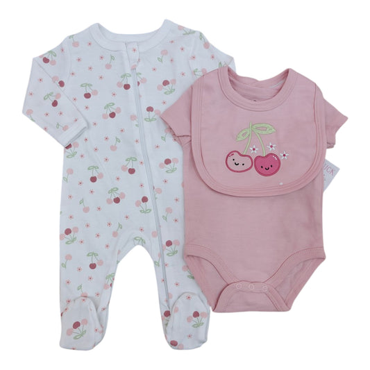 Set 3P Niña D95828 Duck&Duck Mameluco Cerezas Rosa