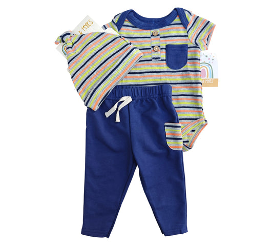 Set 2P Niño Talla 3-6M Style D95314 Millie & Myles Azul Gris Rayas