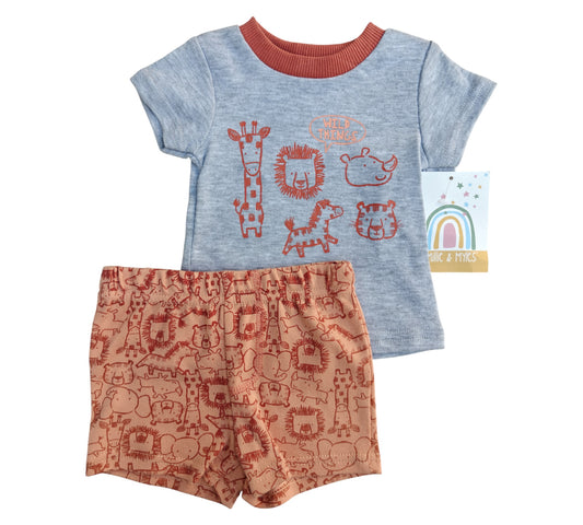 Set 2P Niño Talla 3-6M Style D94316 Millie & Myles Gris Animales