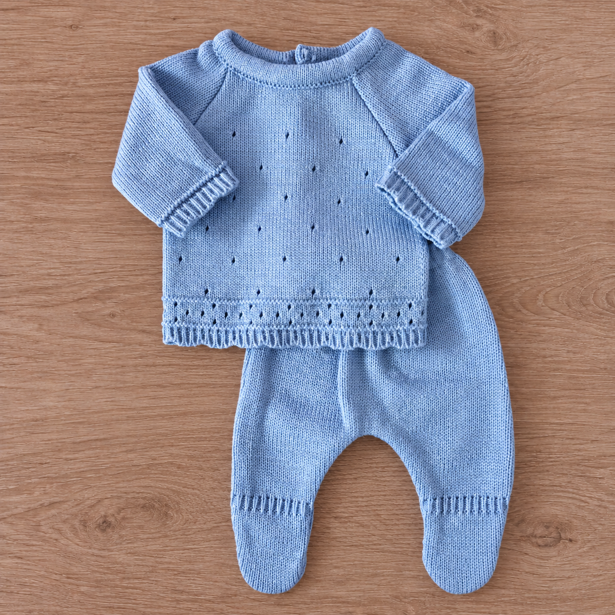 Set Tejido 2 Piezas Bebé Recién Nacido 0-3 Meses Niña Niño Unisex, Suéter y Pantalón con Pie