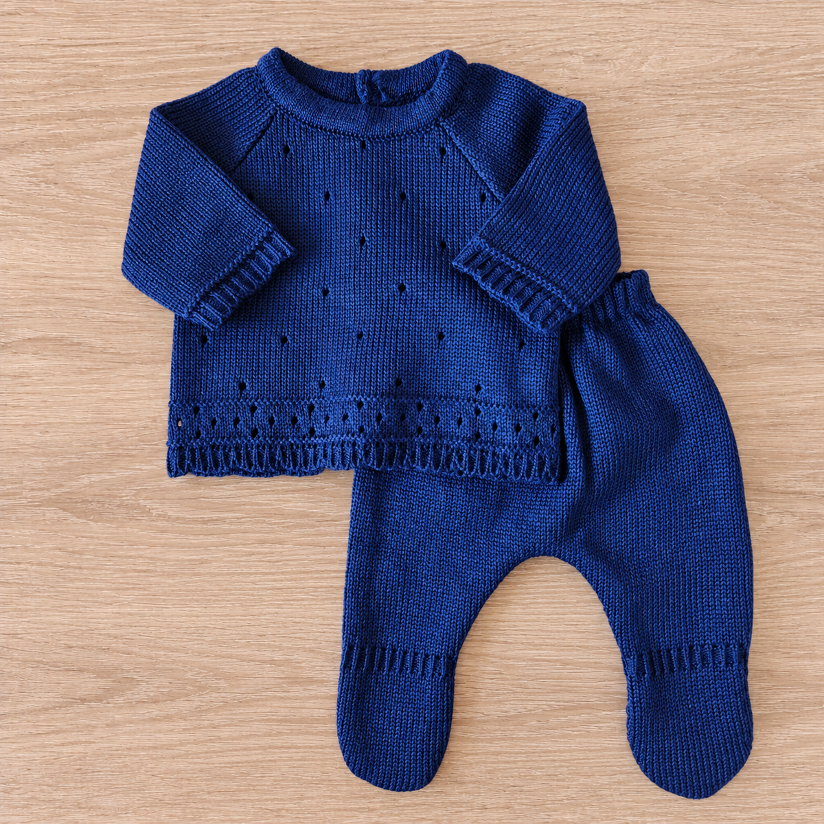 Set Tejido 2 Piezas Bebé Recién Nacido 0-3 Meses Niña Niño Unisex, Suéter y Pantalón con Pie