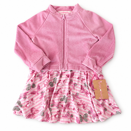 Vestido 2P Niña Young Hearts Rosa Flores — Sweet Regina