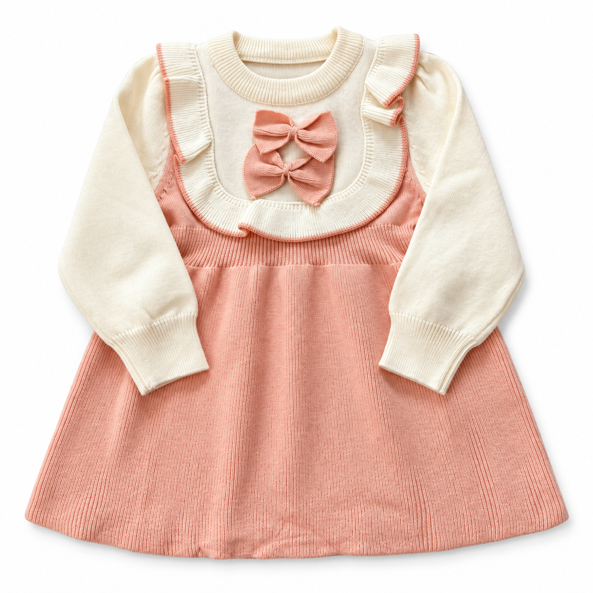 Vestido Niña con Moños Durazno — Sweet Regina