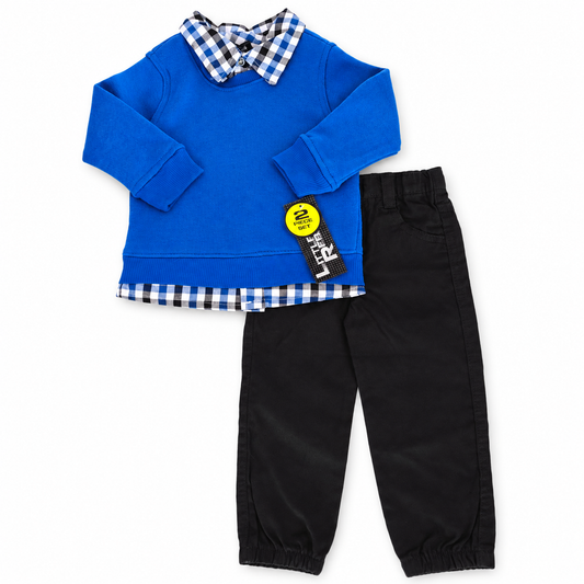 Set 2P Niño Little Rebels Azul Rey Cuadros — Sweet Regina