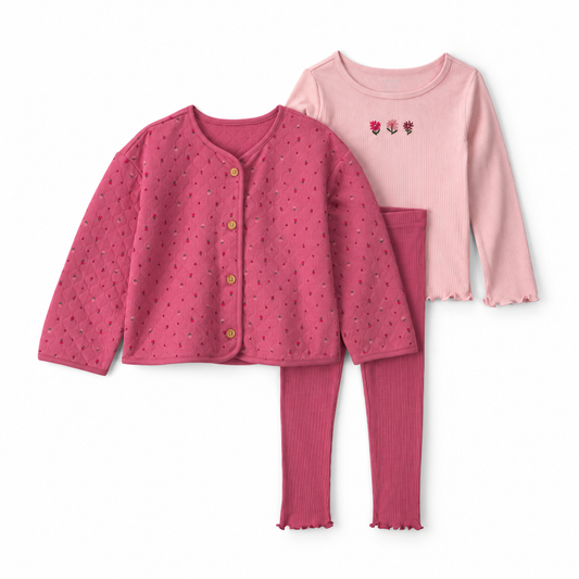 Set 3P Niña Carter's Rosa Flores — Sweet Regina