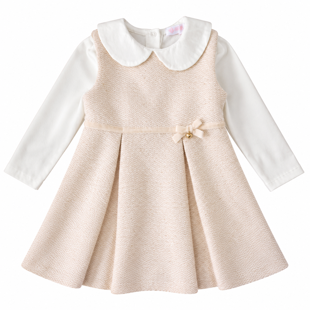 Vestido 2P Niña Beige con Forro — Sweet Regina