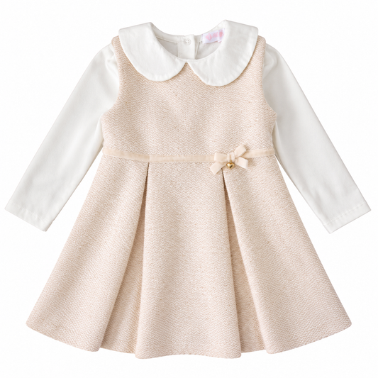 Vestido 2P Niña Beige con Forro — Sweet Regina