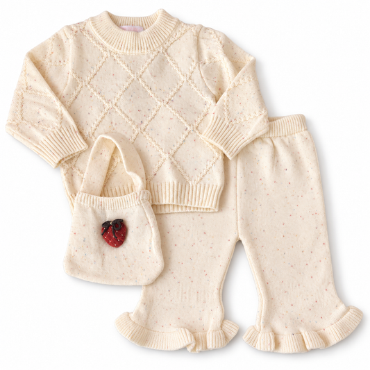 Set 2P Niña Tejido Beige — Sweet Regina
