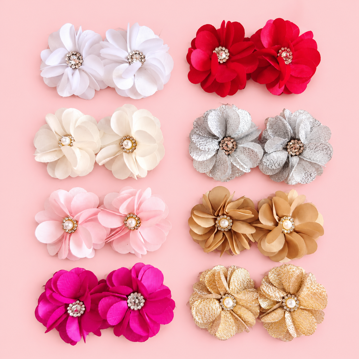 Moños Flor con Brillo 4 cm Varios Colores — Sweet Regina