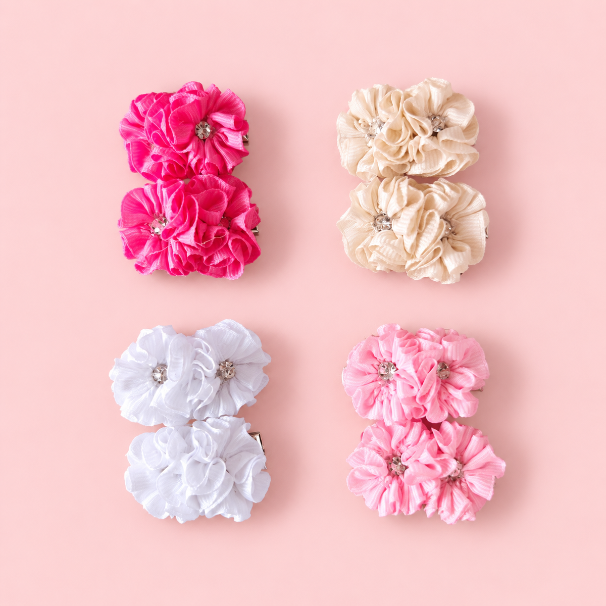 Moños Flor Chica Brillo Doble 4 cm — Sweet Regina