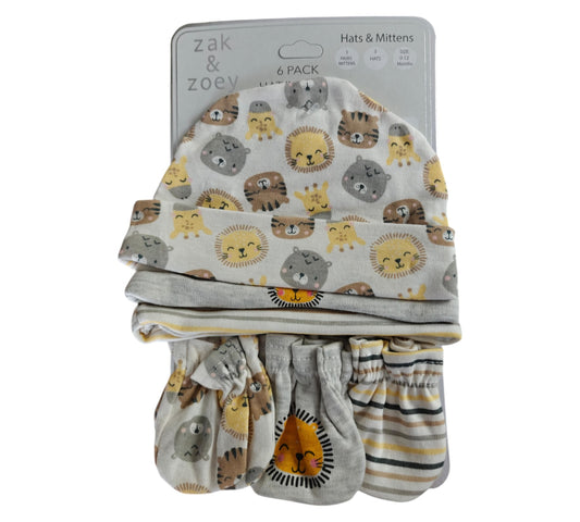 Gorros y Guantes 6P HM104 Zak&Zoey Animalitos