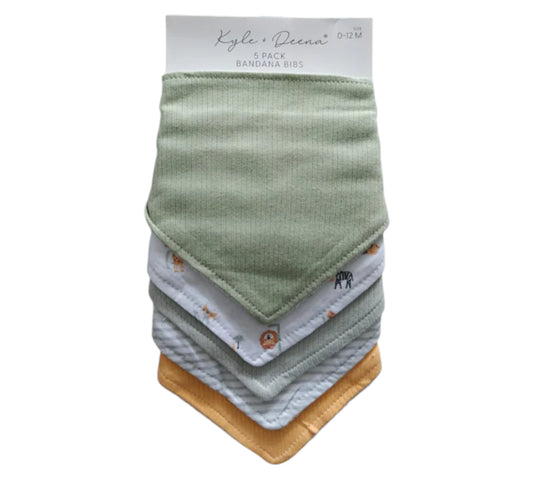 Baberos Bandanas 5P 0-12M EK0000003 Verde Animalitos KyleDeena