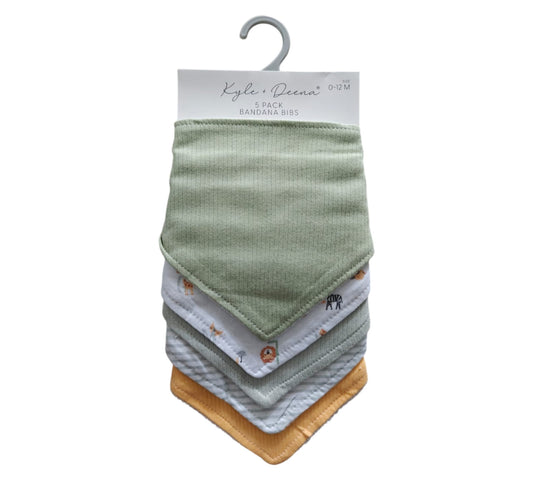 Baberos Bandanas 5P 0-12M EK0000003 Verde Animalitos KyleDeena