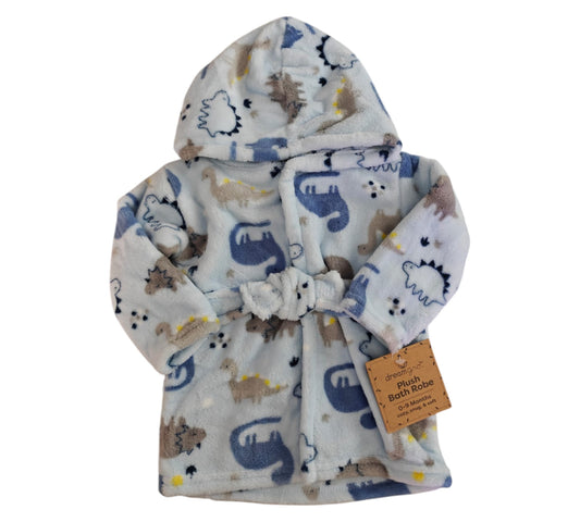 Bata De Baño 0/9M DreamGro DW054 Dinos Azul