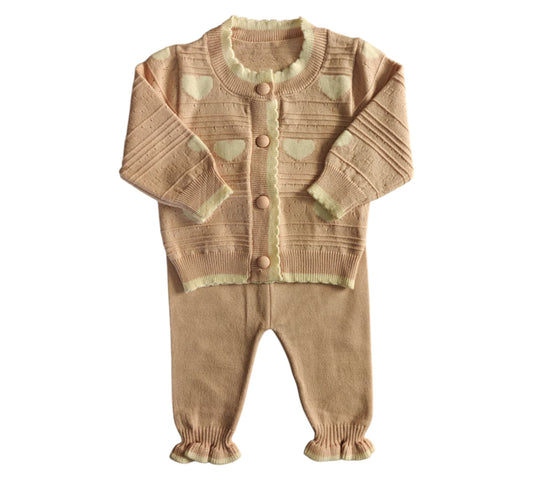 Set 2P 24M F2003 Rosa Beige Corazon