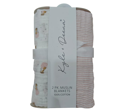 Sabana Muselina 2P BE1000015 Kyle+Deena Animalitos/Rayas Rosa