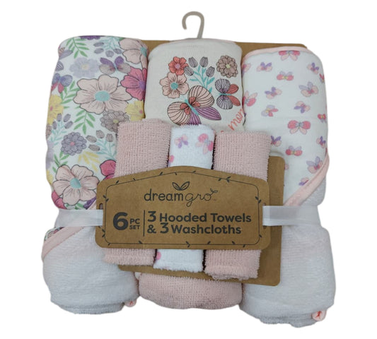 Toallas Y Toallitas 6P DW042 DreamGro Flores/Mariposas