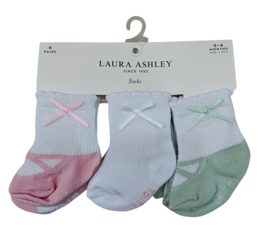 Calcetines 6P 6/12M LGX33223 Laura Ashley Moño Rosa/Verde