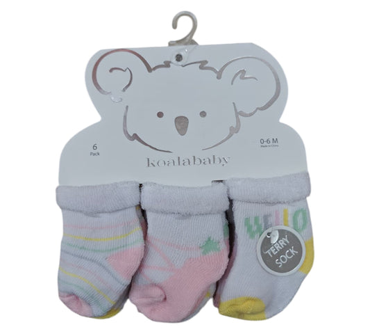 Calcetines 6P 0/6M KGX27818 Koala Baby Rosa/Amarillo