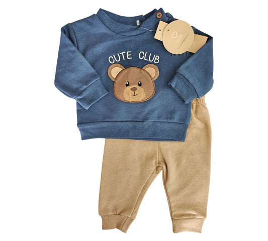 Set 2P 6-9M PE2100181 Oso Azul ChickPea