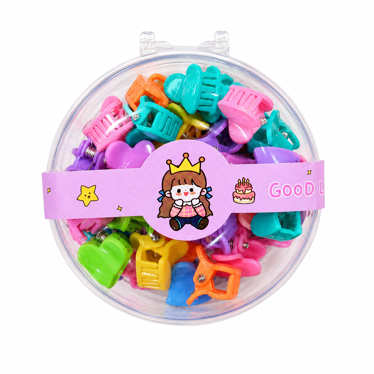 Pinzas Mini para Cabello HRP-2012 Infantiles en Estuche Redondo