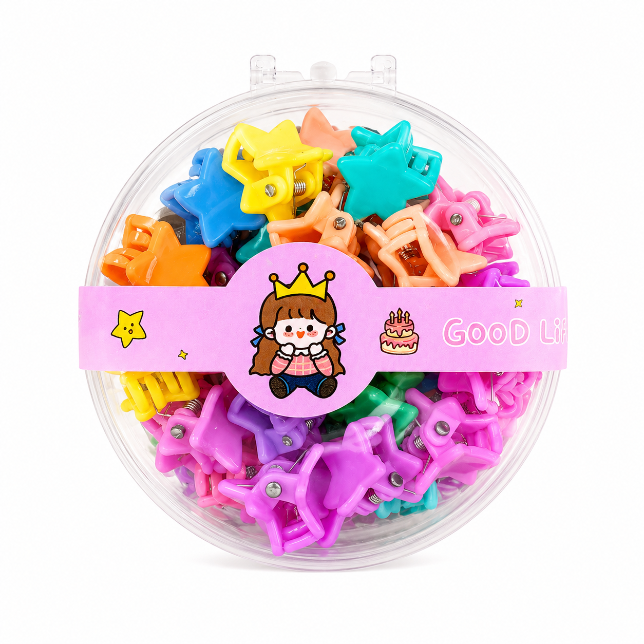 Pinzas Mini para Cabello HRP-2012 Infantiles en Estuche Redondo