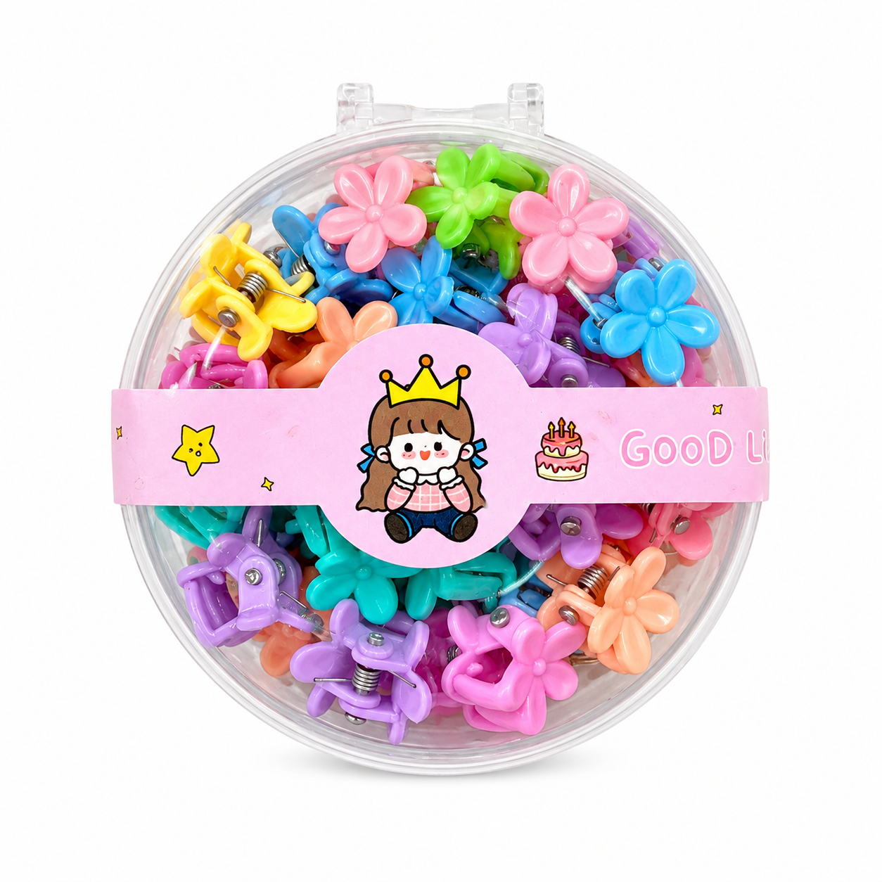 Pinzas Mini para Cabello HRP-2012 Infantiles en Estuche Redondo