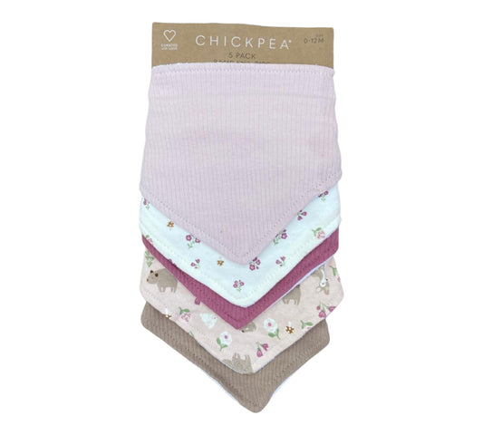 Baberos Bandana 5P Niña Chick Pea - Rosa Flores 0-12M - Style EE1000056