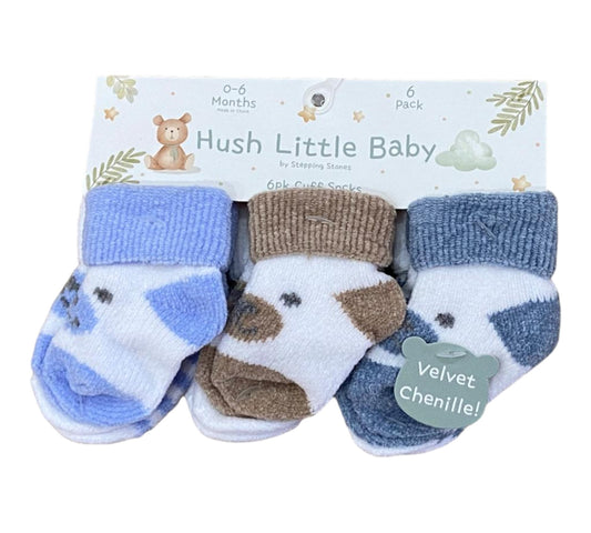 Calcetines 6 Pares Niño Hush Little Baby - Azul Bco Cafe Talla 0-6M - Style JBXV40314-I