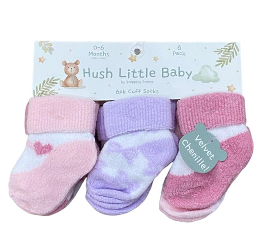 Calcetines 6 Pares Niña Hush Little Baby - Rosa Corazón Talla 0-6M - Style JGXV40317-I