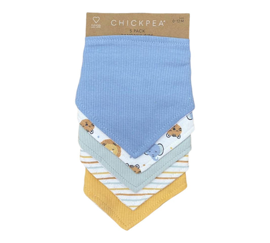 Baberos Bandana 5P Niño Chick Pea - Animales Azul 0-12M - Style EE2000057