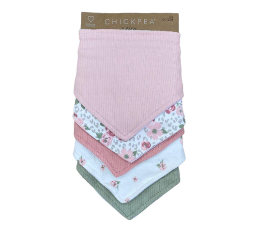 Baberos Bandana 5P Niña Chick Pea - Verde Flores 0-12M - Style EE1000052